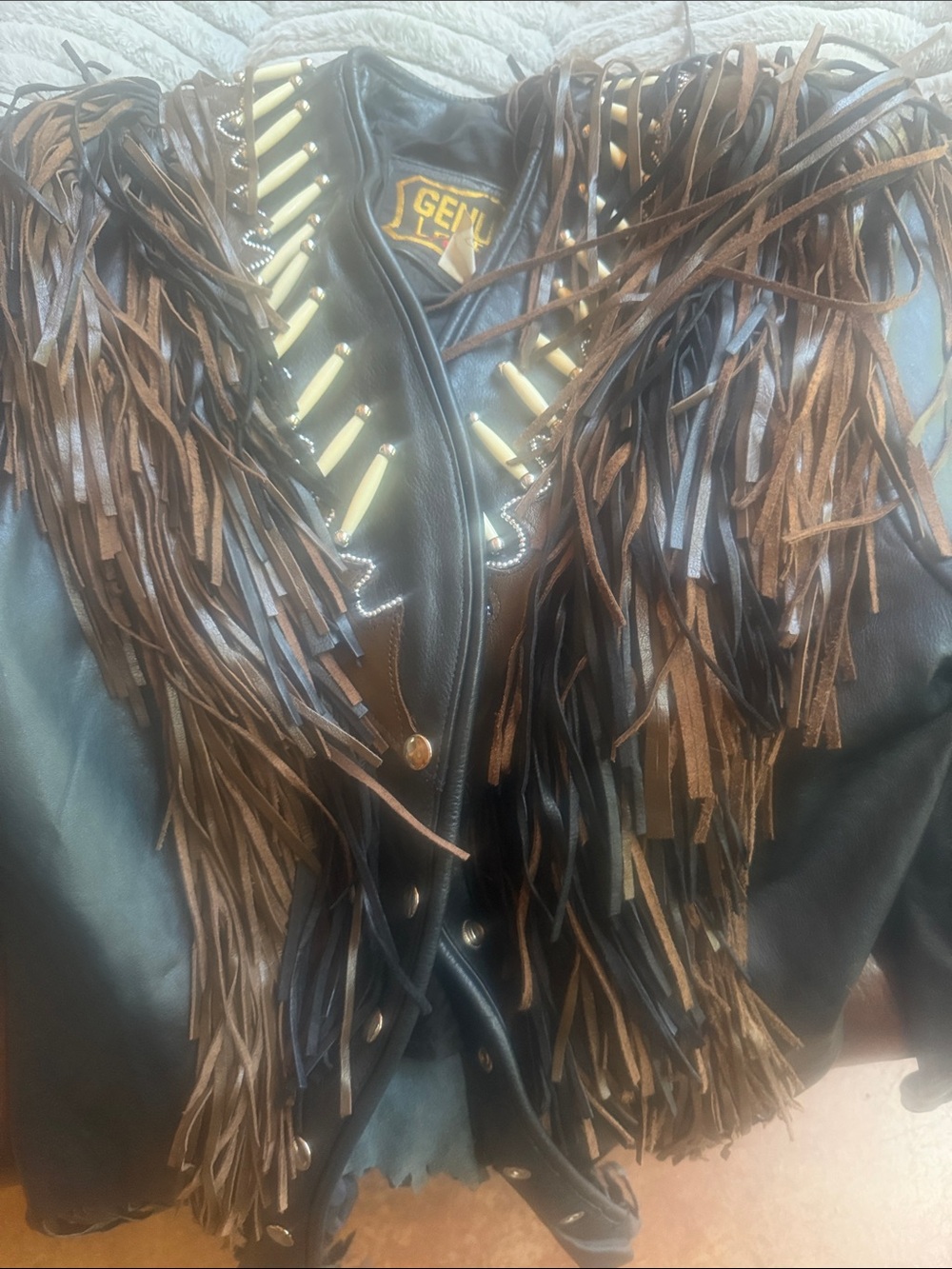 Vintage Women's Black Fringe Motorcycle Jacket - Picture 7 of 7